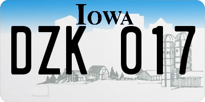 IA license plate DZK017