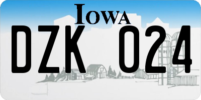 IA license plate DZK024