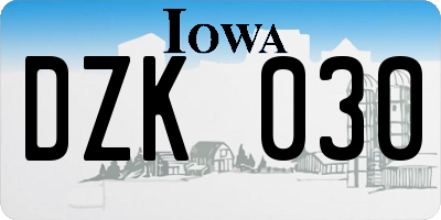 IA license plate DZK030