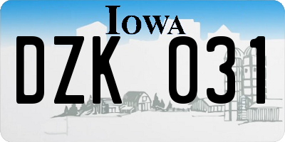 IA license plate DZK031