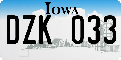 IA license plate DZK033