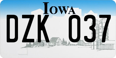 IA license plate DZK037