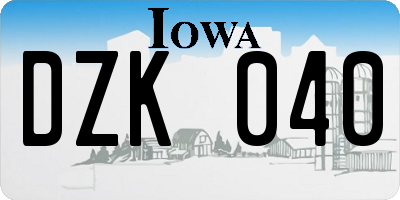IA license plate DZK040