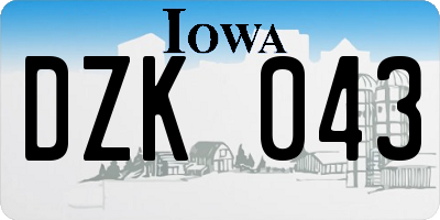 IA license plate DZK043