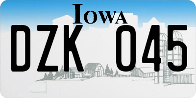 IA license plate DZK045