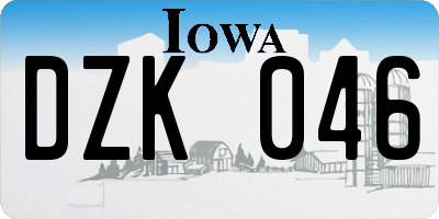 IA license plate DZK046