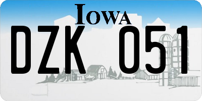 IA license plate DZK051
