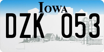 IA license plate DZK053