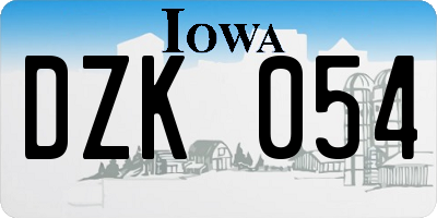 IA license plate DZK054