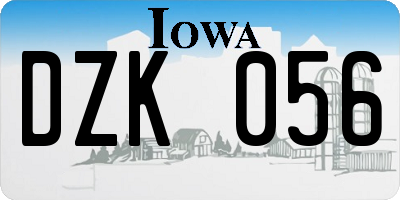 IA license plate DZK056