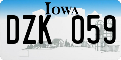 IA license plate DZK059