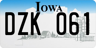 IA license plate DZK061