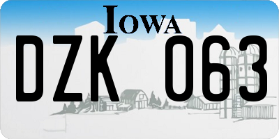 IA license plate DZK063