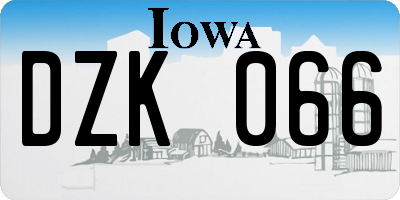 IA license plate DZK066