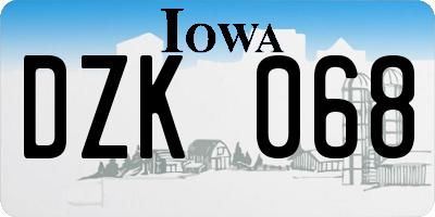 IA license plate DZK068