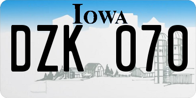 IA license plate DZK070