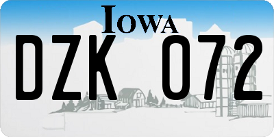 IA license plate DZK072