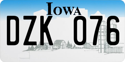 IA license plate DZK076