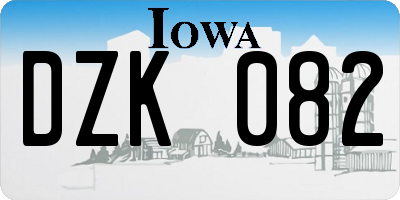 IA license plate DZK082