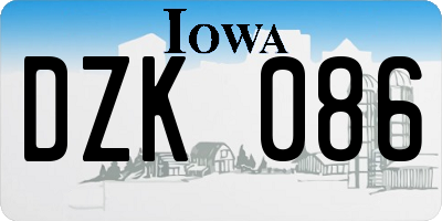 IA license plate DZK086