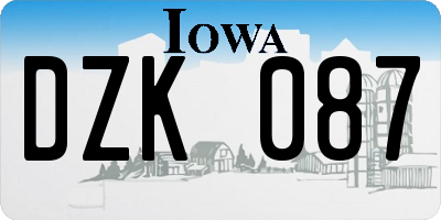 IA license plate DZK087