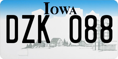 IA license plate DZK088