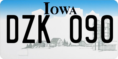 IA license plate DZK090