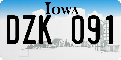 IA license plate DZK091