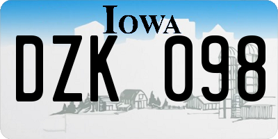 IA license plate DZK098
