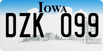 IA license plate DZK099