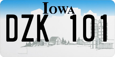 IA license plate DZK101