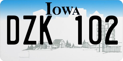 IA license plate DZK102