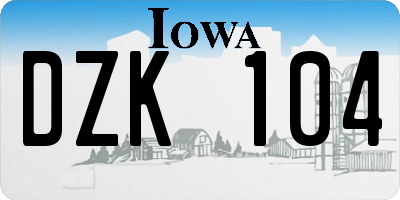 IA license plate DZK104