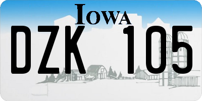 IA license plate DZK105