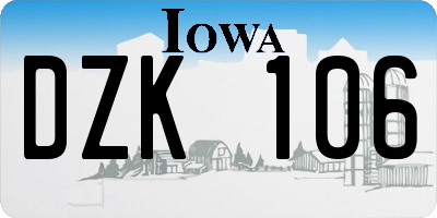 IA license plate DZK106