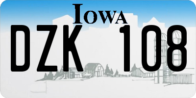 IA license plate DZK108