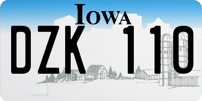 IA license plate DZK110