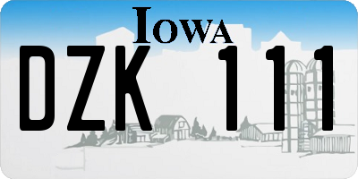 IA license plate DZK111