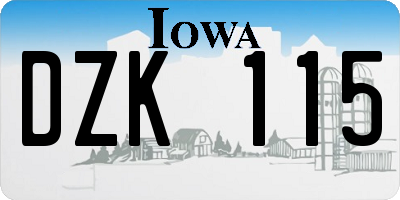 IA license plate DZK115