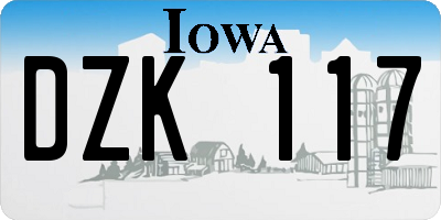 IA license plate DZK117