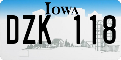 IA license plate DZK118