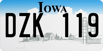 IA license plate DZK119