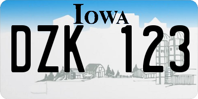 IA license plate DZK123