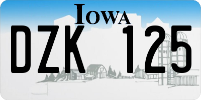 IA license plate DZK125