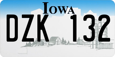 IA license plate DZK132