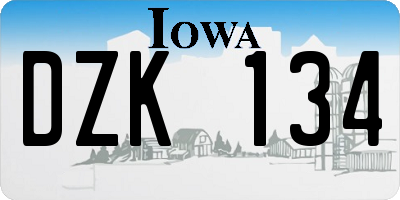 IA license plate DZK134