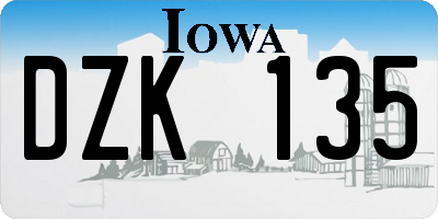 IA license plate DZK135