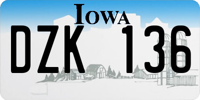 IA license plate DZK136