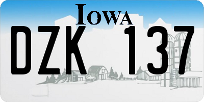 IA license plate DZK137