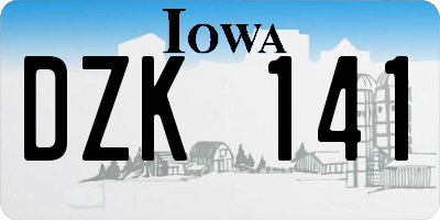 IA license plate DZK141